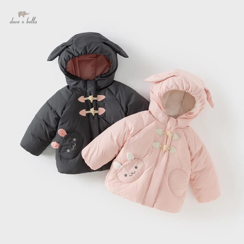 Dave Bella Children Girls Cute Cotton Duck Down Tops Outerwear 2024 Autumn Winter Casual Sweet Parkas Outdoor Warm DB4242788