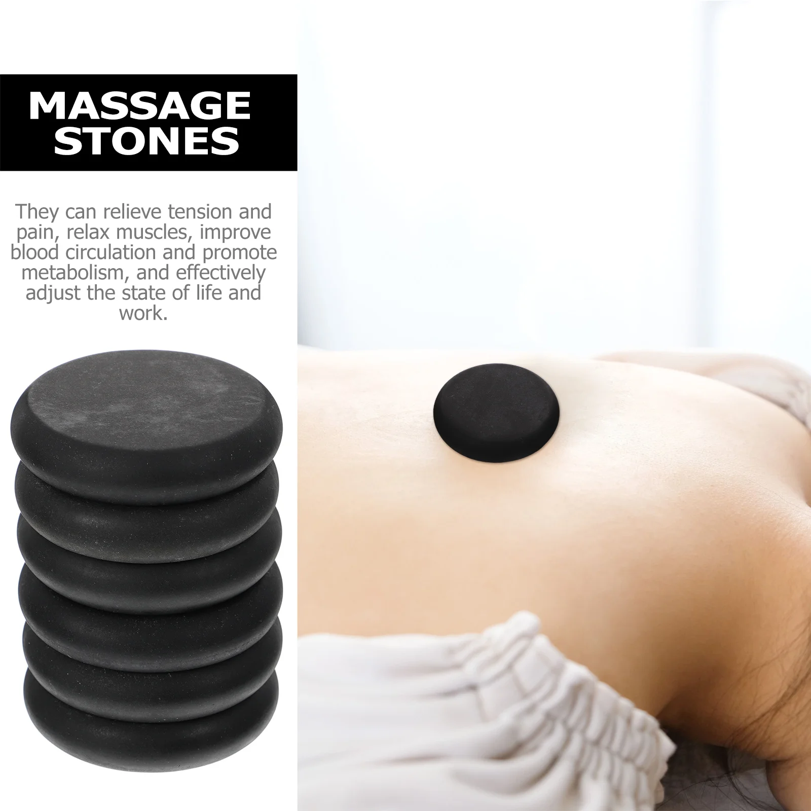 

6Pcs Black Volcanic Hot Stones for Massage Therapy Essential Oil Stone Treatment Relaxation and Circulation Improvement Tools