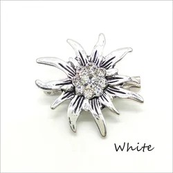 Classic Fashion Large Edelweiss Brooches Deeply Loved People Women Shiny White Color Rhinestone Brooch Pin Party Gifts Jewelry