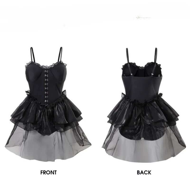 Sweet Fairy Style High Waist Swimsuit Summer Sexy Y2k Girls Sleeveless Aesthetic One-piece Bathing Suit Gothic Women Swimwear