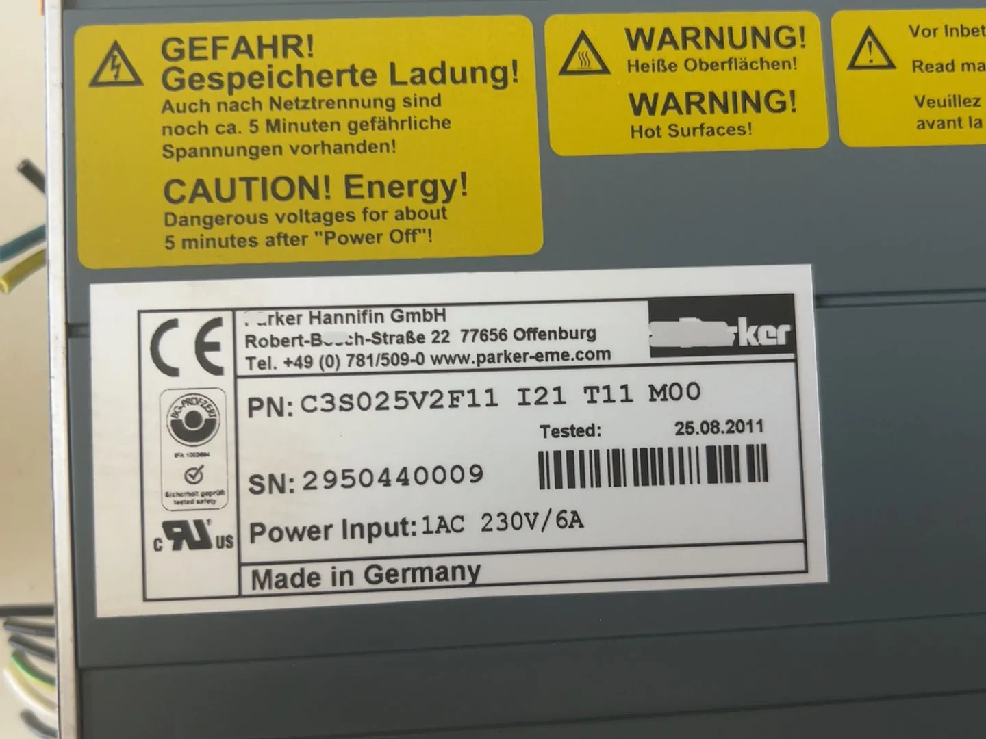 C3S025V2F11 I21 T11 M00 Compax3 Servo Drive para Parker