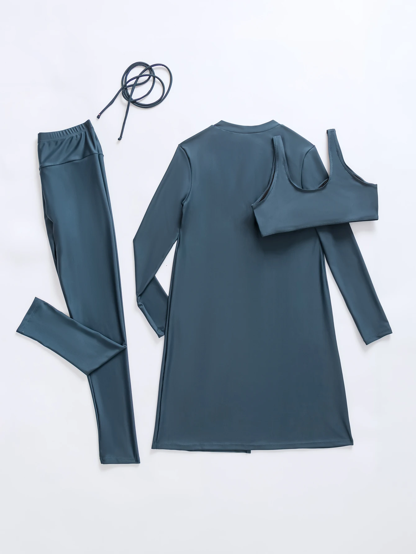 New Muslim Swimwear Burkini 3pcs set solid color swimsuit for Muslim Women long sleeve suits diving suit and surf wear in summer