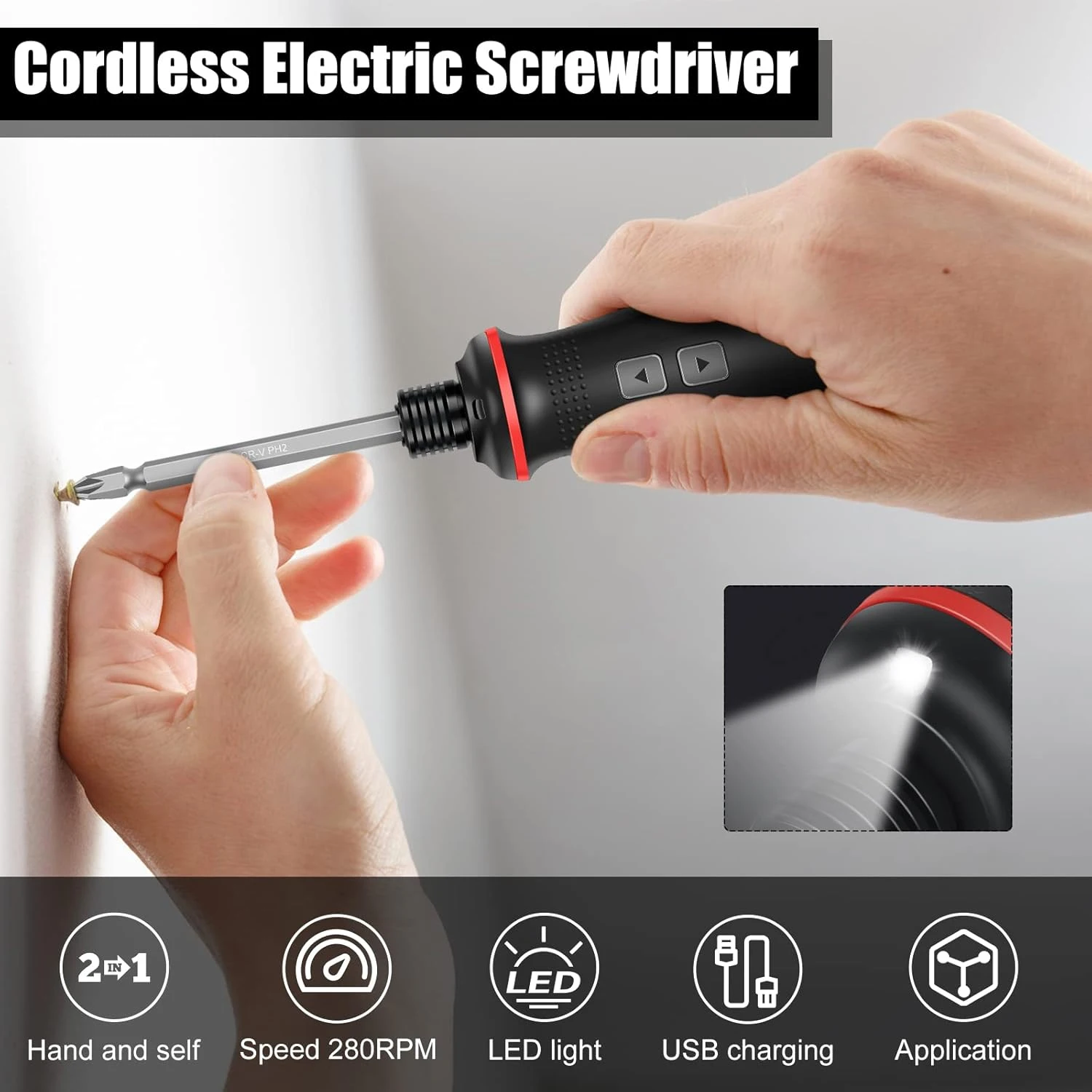1Sets Screw Driver USB Rechargeable 3.6V Electric Screwdriver With LED Light Cordless Mini Power Tools Multipurpose For DIY Hous