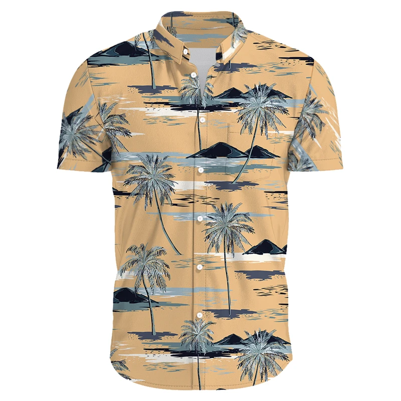 

Hawaiian Vacation Shirt Men's Clothes 3d Printed Colorful Flower Tree Pattern Shirts Casual Trend Short Sleeves Button Blouse