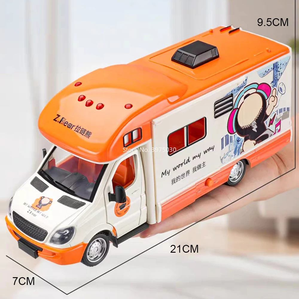 รถบ้านตุ๊กตาหมีการ์ตูนขนาด 1:32 ของเล่นรถบ้านขนาดเล็กแบบดึงหลัง มีไฟ มีเสียง สำหรับเด็ก เป็นของขวัญที่สมบูรณ์แบบ