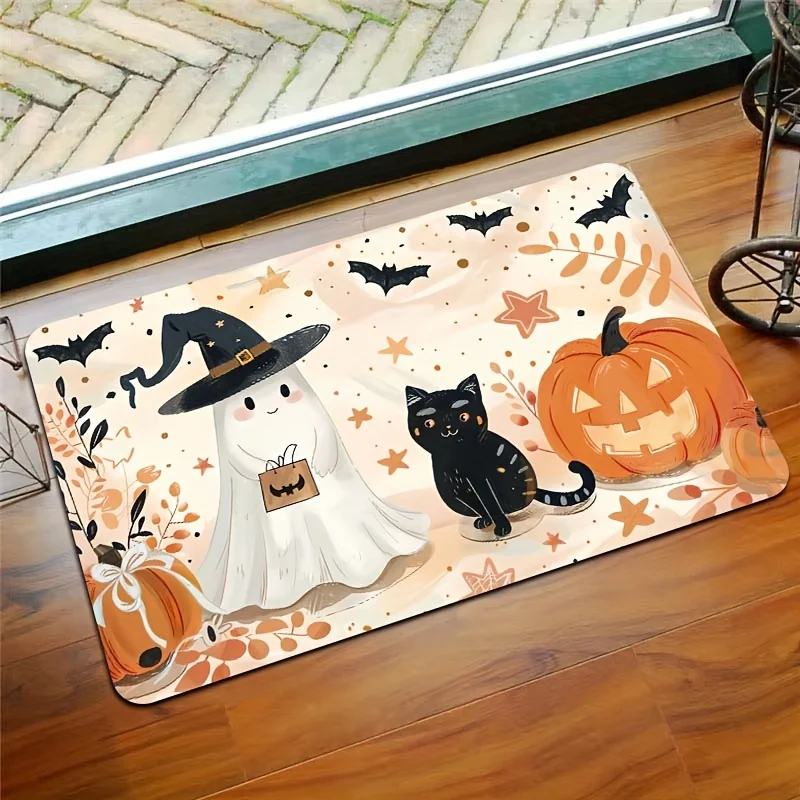 

Halloween Themed Floor Mat, Rectangle for Esports Room, Bathroom, Kitchen, Living Room,Bedroom, Indoor Entrance - Pumpkin, Ghost