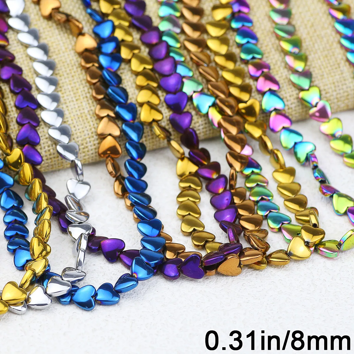 Überzug Pfirsich Herz Form Hämatit Naturstein Spacer Lose Perlen Für Schmuck Machen DIY Liebe Armband Zubehör 8MM 55 stücke