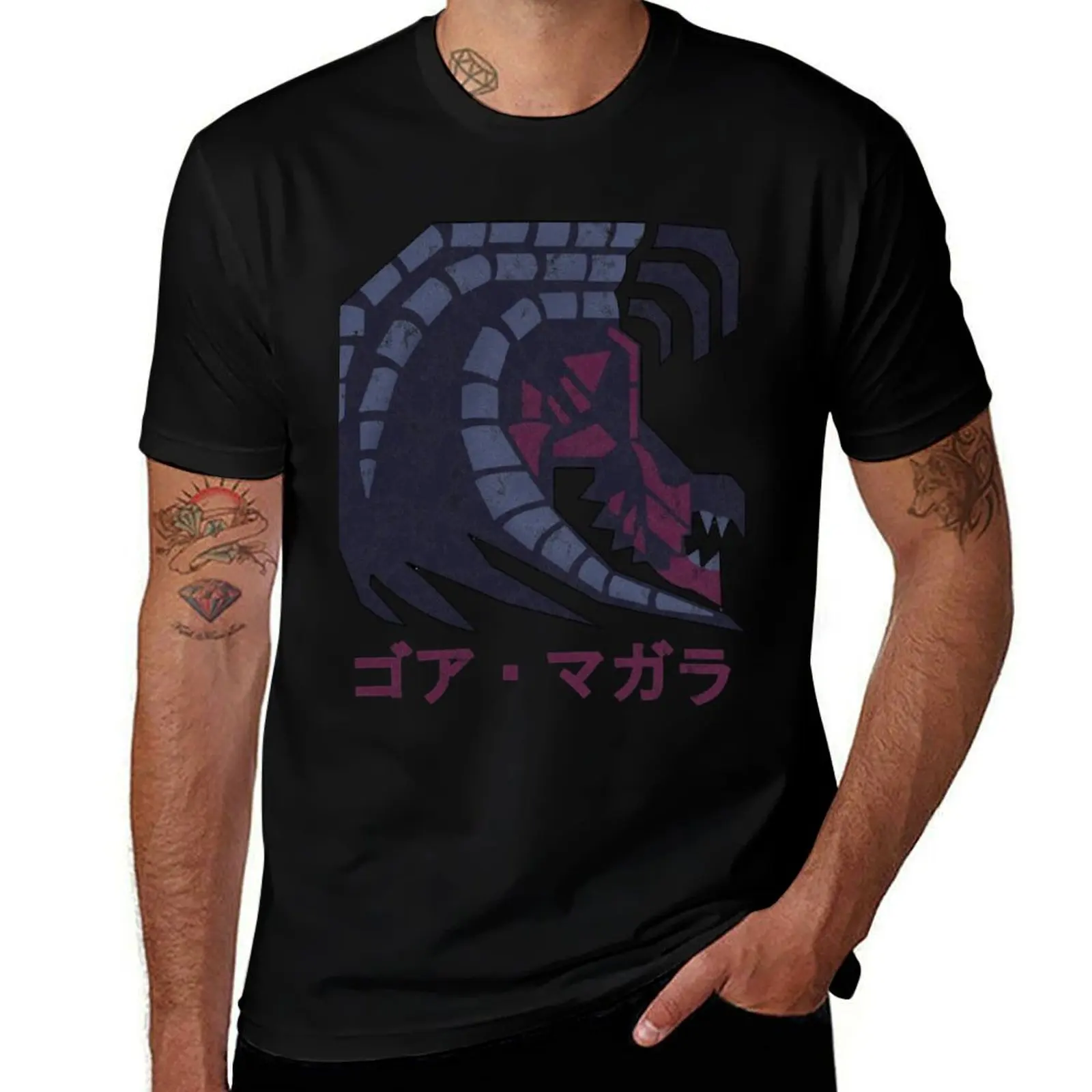 

Monster Hunter Gore Magala Kanji T-Shirt rapper graphic tees man clothes kawaii clothes mens t shirts top quality
