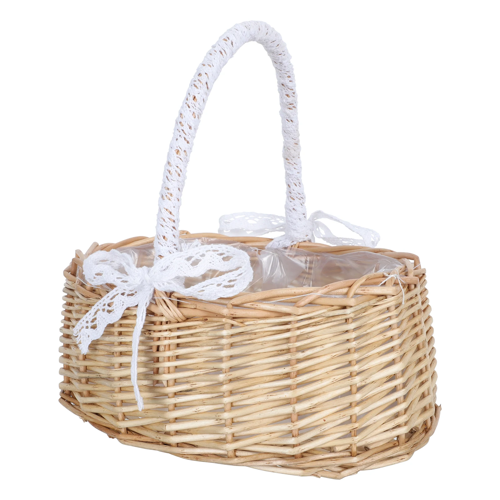 

Portable Rattan Woven Plant Container Storage Gift Wedding Weaving Basket Decor Woven Flower Basket Home Accessories