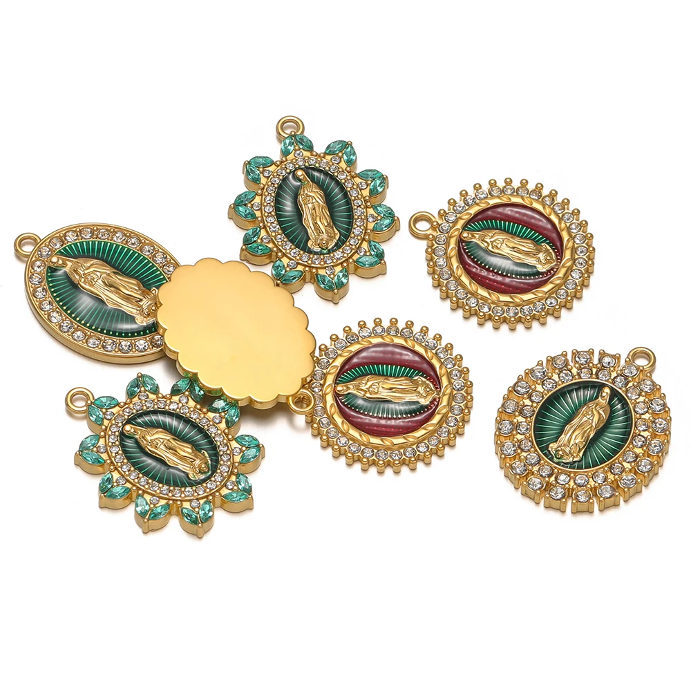 2 قطعة المينا الفولاذ المقاوم للصدأ يسوع المسيح سحر الزركون المعلقات DIY بها بنفسك مجوهرات قلادة سوار النتائج أقراط صنع الإمدادات