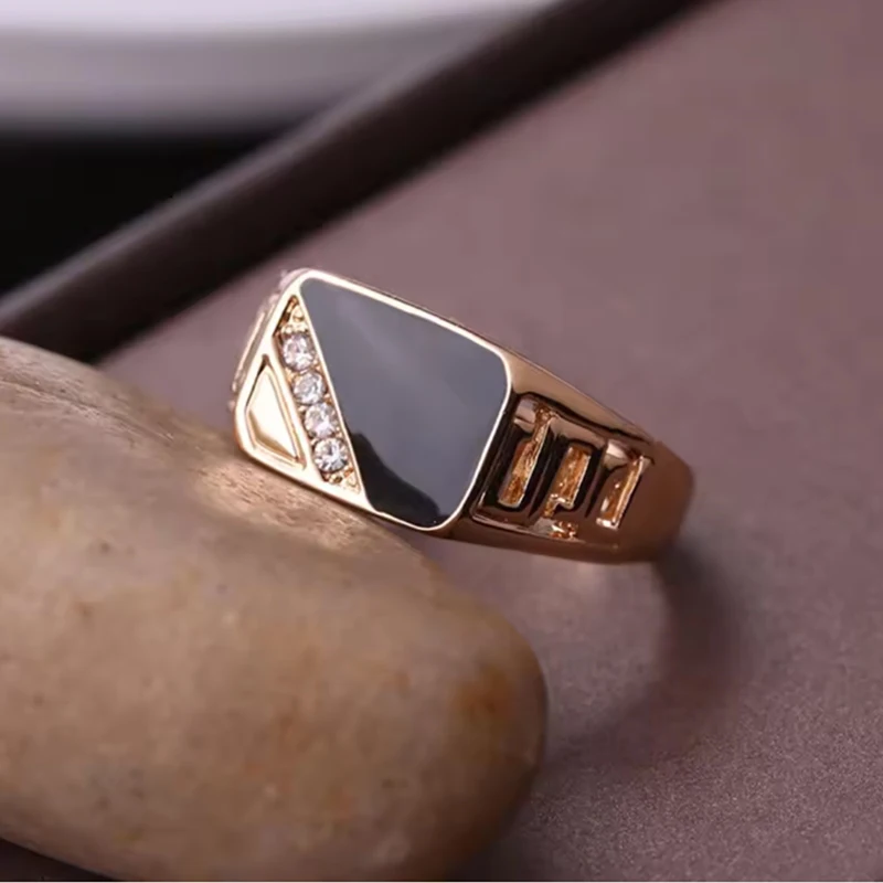 

Christmas gift New Metal Glossy Ring for Men Punk Square Cubic Zircon Ring Style Fashion Jewelry Accessories Wholesale Size 6-12