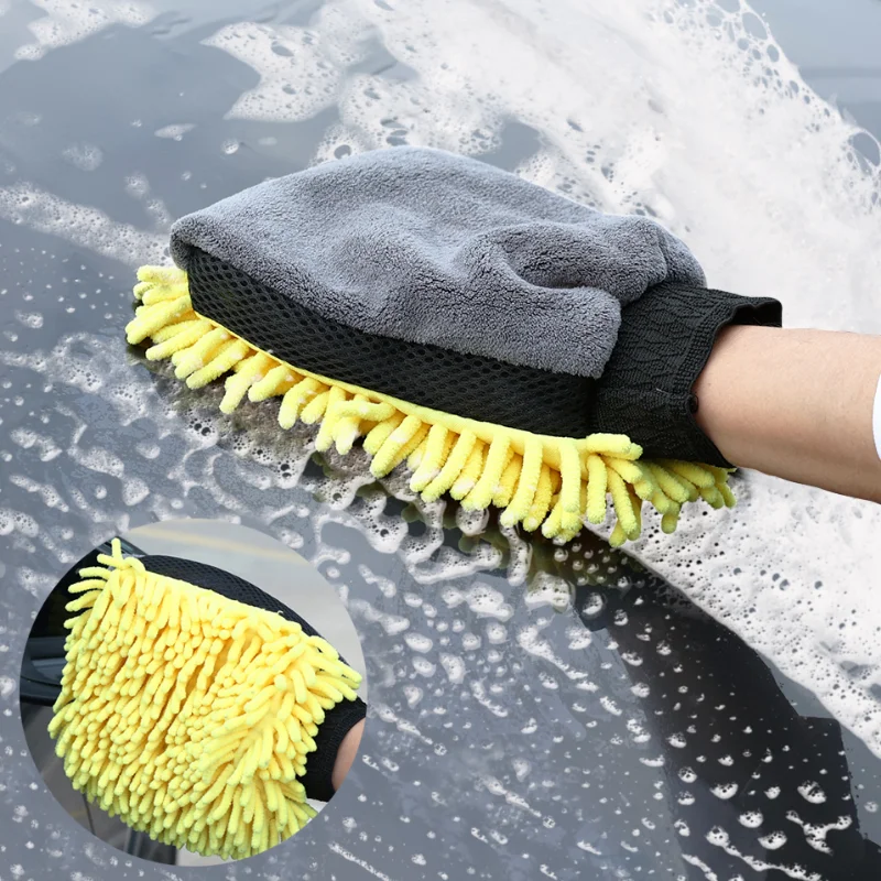 Thicken Car Microfiber Washing Gloves Soft Chenille Cleaning Glove Water Absorbtion  Brush Gloves for Car Detailing Care Clean