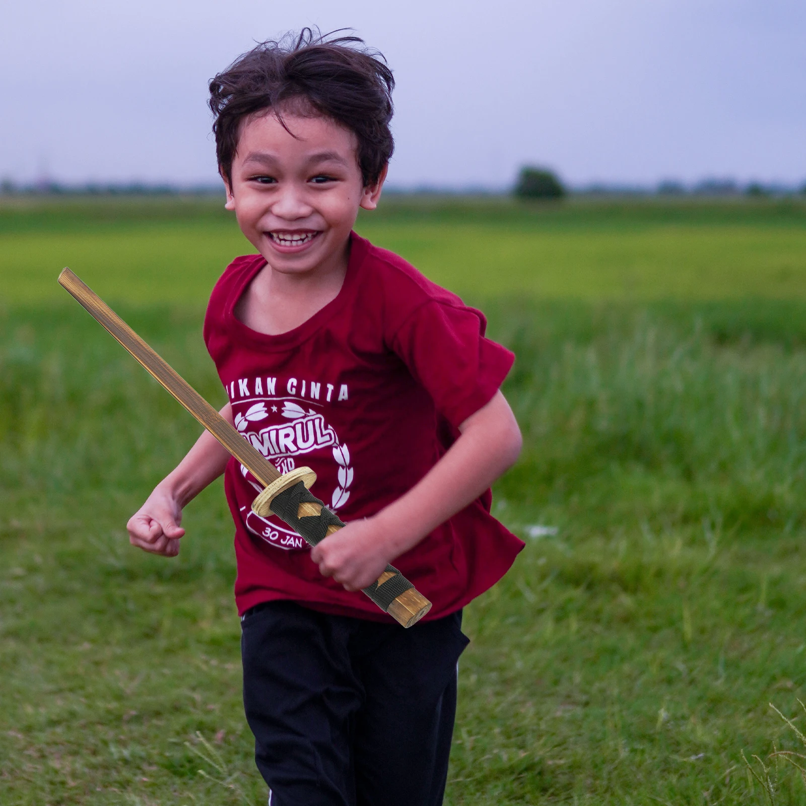 1pc Hout Voor Kinderen Lichtgewicht Trainingszwaard Voor Buiten Spelen Halloween Party Cosplay Prop Kinderen Zwaard Speelbal