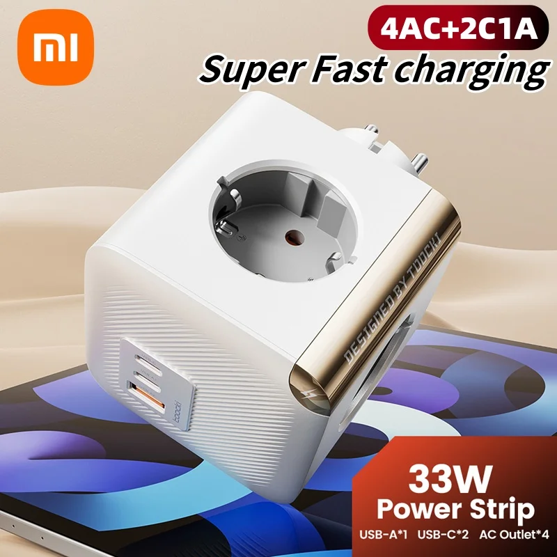 

Xiaomi 33w Charger Plug Adapter 4000w Row Plug Seven In One Socket 4ac+2c1a Mobile Phone Charger For Iphone 14 15 16 Samsung