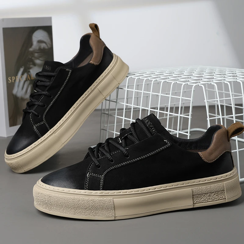 

Men's board shoes for autumn and winter, thick soled business casual leather shoes, retro sports shoes 240911