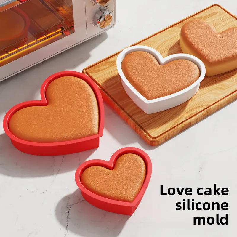 Extra Large Heart Cake Mold 10 Inch 8 Cavity Silicone Baking Pan Heat Resistant for Mousse Chiffon Desserts