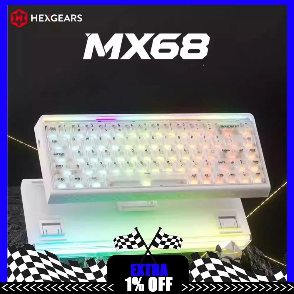

MX68 Проводная клавиатура с магнитным переключателем, с возможностью горячей замены, 8K, игровая клавиатура для киберспорта RT0.01 Прокладка RGB Эргономичный ПК-геймер