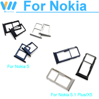 Single & Dual Sim Card Tray For Nokia 5 5.1 Plus X5 SIM SD Card Slot Holder Adapter Repair Parts TA-1024 TA-1027 TA-1044 TA-1053