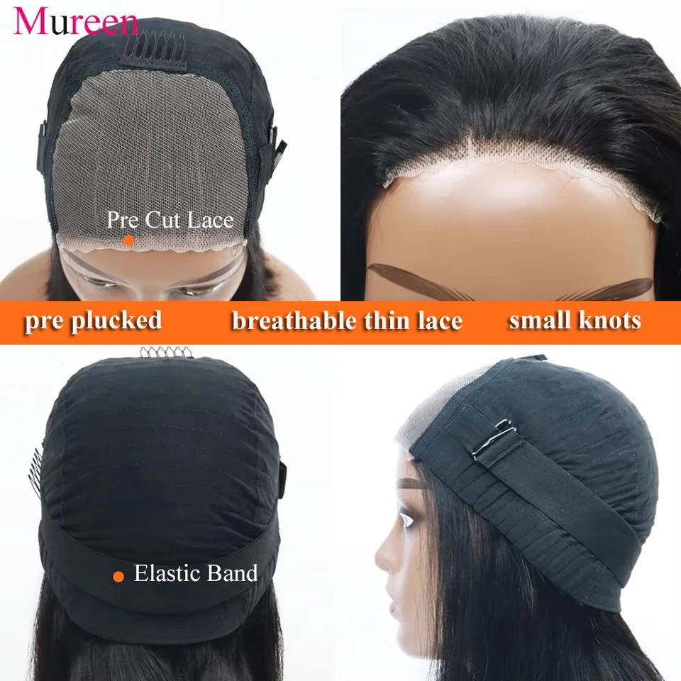 Peluca bob sin pegamento, densidad 250%, cabello humano 100%, lista para usar, con cierre de encaje 4x4 5