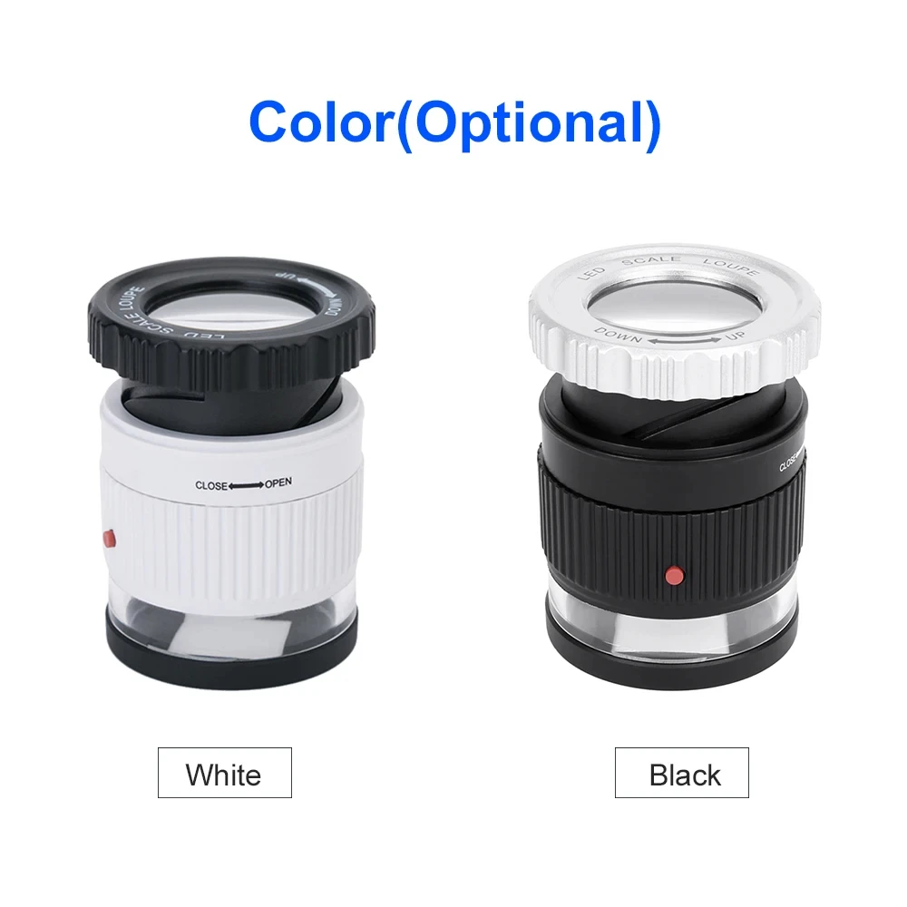 LED Scale Loupe 30X Adjustable Magnification Magnifier Metal Cylinder Mirror with Scale Small Reading Mirror Jewelry Magnifier image 6