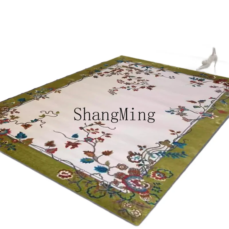

PYH new Chinese floral carpet living room bedroom light luxury polypropylene blend non-slip floor mat home soft washable