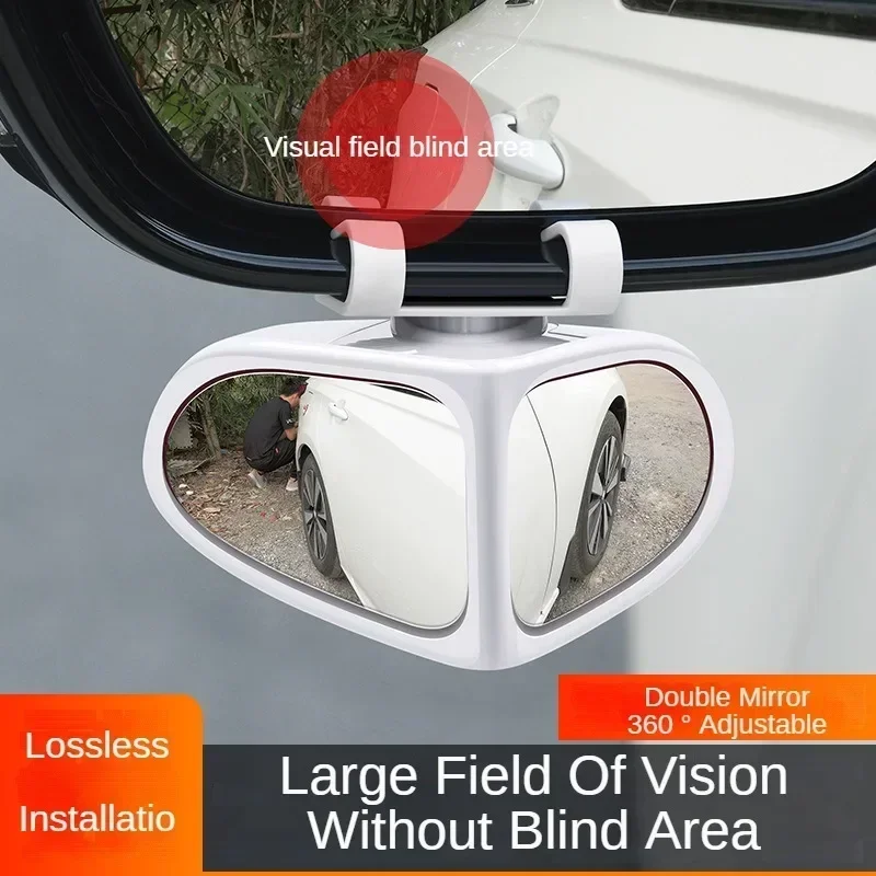 1Pair Car Blind Spot Mirror Front Wheel Auxiliary Rearview Double-Sided Mirror Wide Angle Mirror 360 Degree Adjustable for Cars