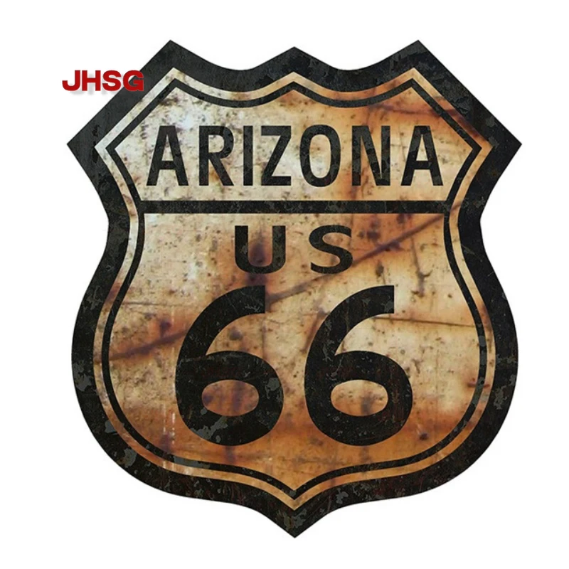 

JHSGCreative Car Stickers Route 66 Arizona American Road Signs Stickers Car and Motorcycle Waterproof Decorative Accessories PVC