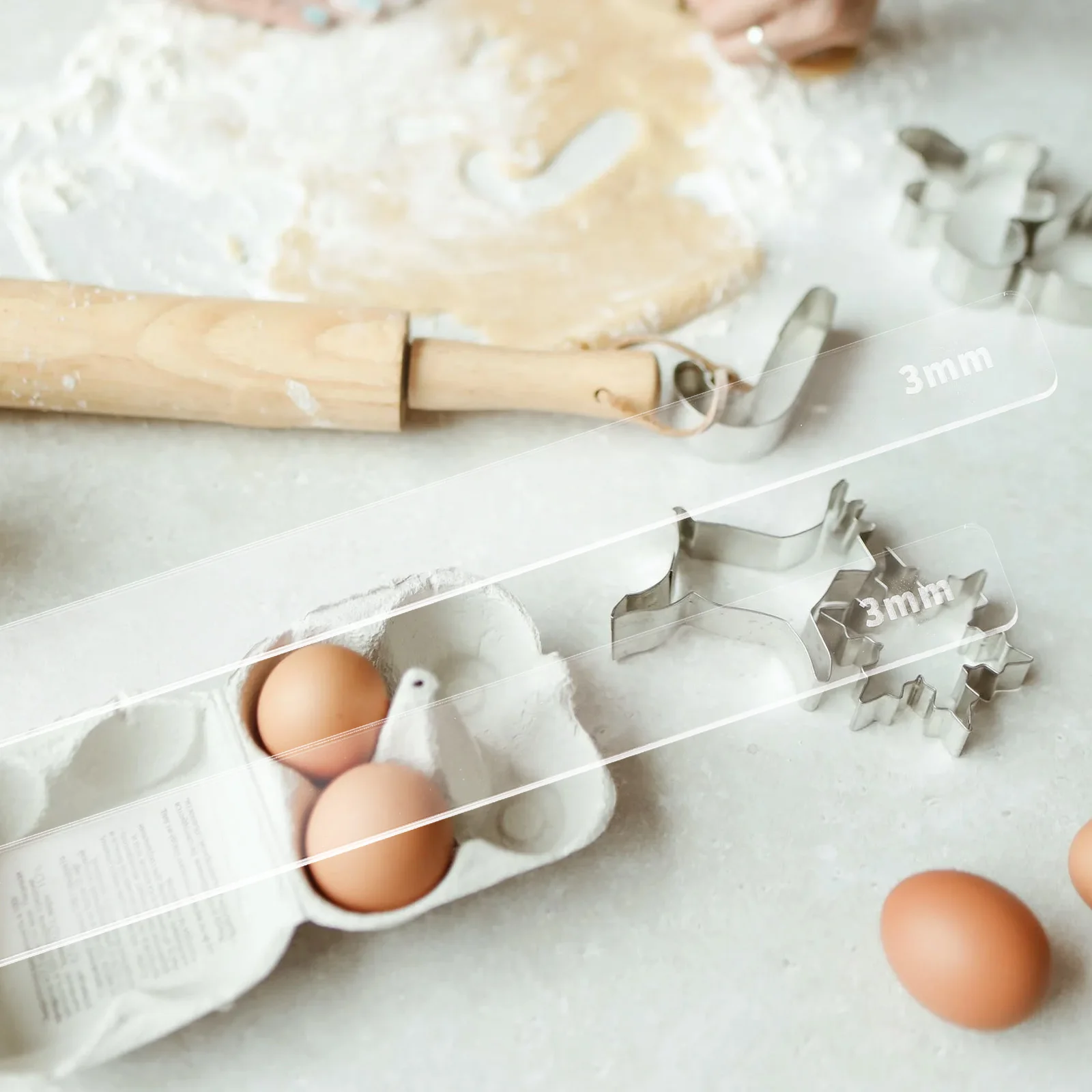 

2pcs Acrylic Baking Ruler For Dough Thickness Cookie Balance Stick Rolling Pin Guide Tools Kitchen Baking Accessories