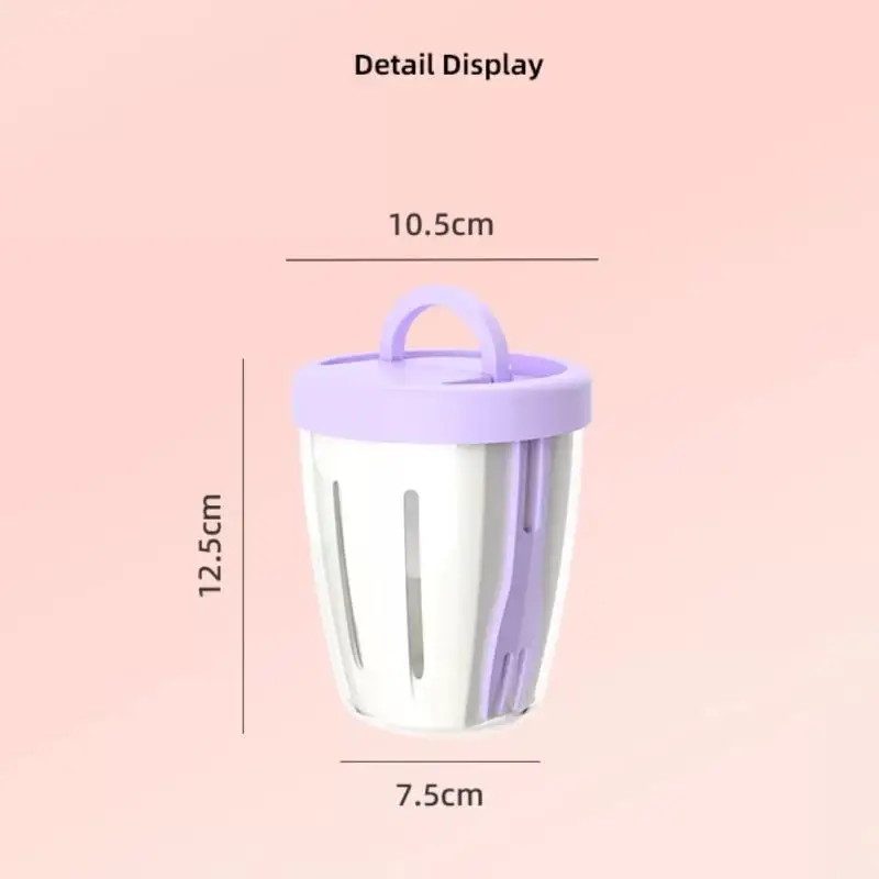 Cylindrical Salad Container—Plastic Fruit Cup With Fork And Drainage Holes, Multi-Purpose Portable Vegetable Lunch Box