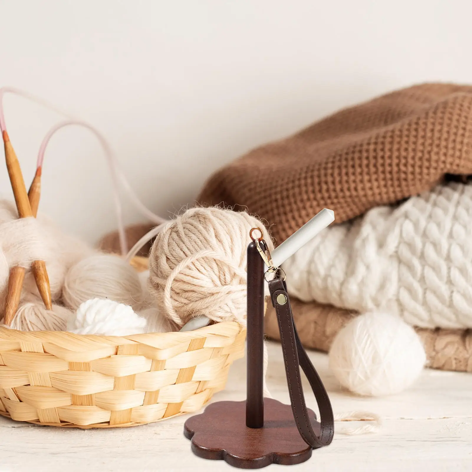 

Yarn Minder Portable Wooden Yarn Ball Holder With Wristband Portable Crocheting Minder For Handwork Braiding Home Travel