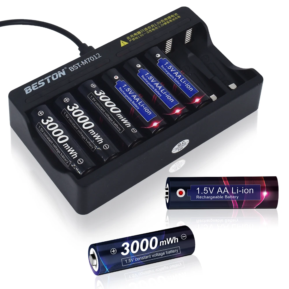 AA 1.5V 충전식 배터리 3000mWh 배터리 AA 1.5V 리튬 이온 배터리, 시계, 마우스, 컴퓨터 용 1.5V AA 충전식 배터리 AA