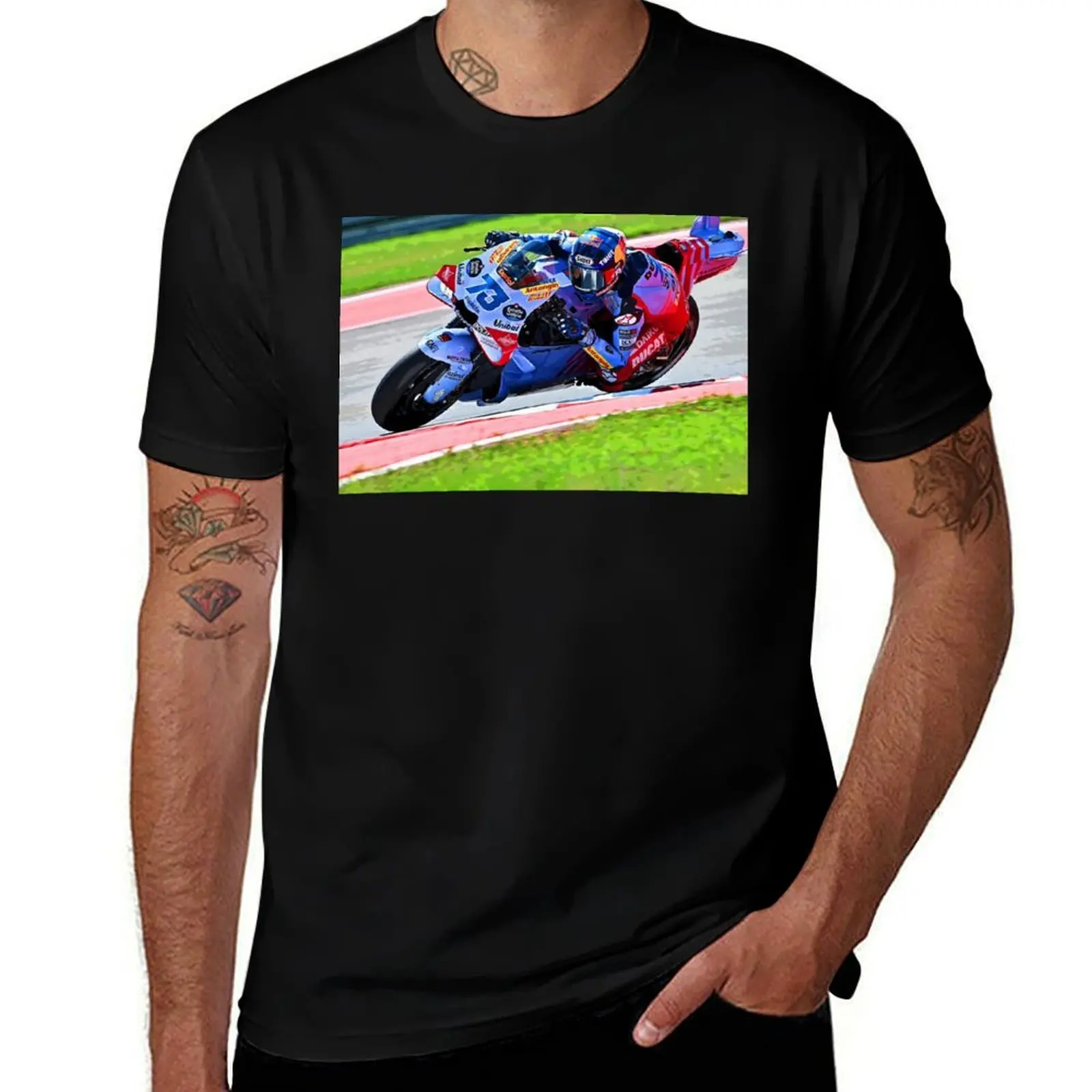álex Márquez making a knee down in the corner abstract T-Shirt Streetwear Print Tee Shirt T-Shirt