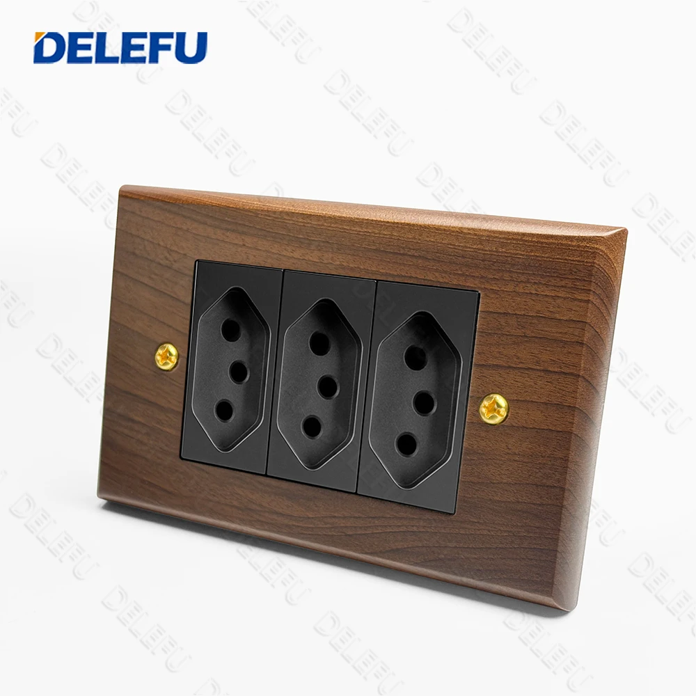 Zdjęcie 6: Gniazdko ścienne DELEFU z drewna orzechowego, standard brazylijski 118 mm, gniazdko ścienne USB typu C z szybkim ładowaniem, czarny