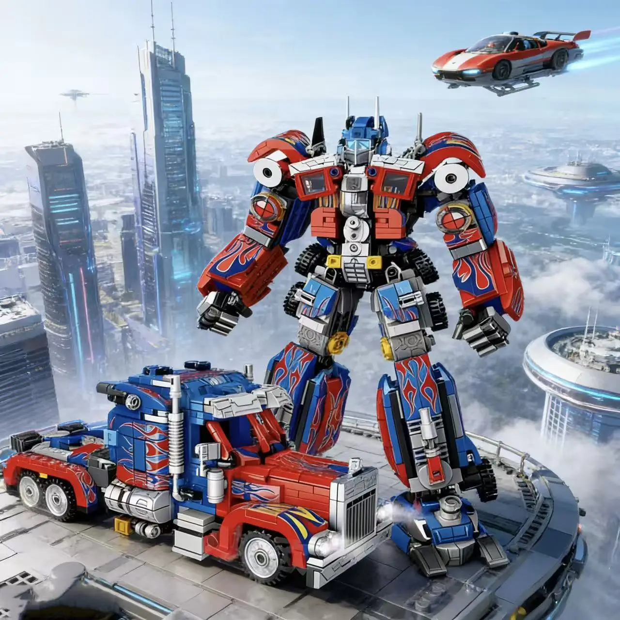 

Transforming Battle Robot Model Kit Dual Play Christmas Halloween Holiday Gifts Ideal Decoration for Study Collection