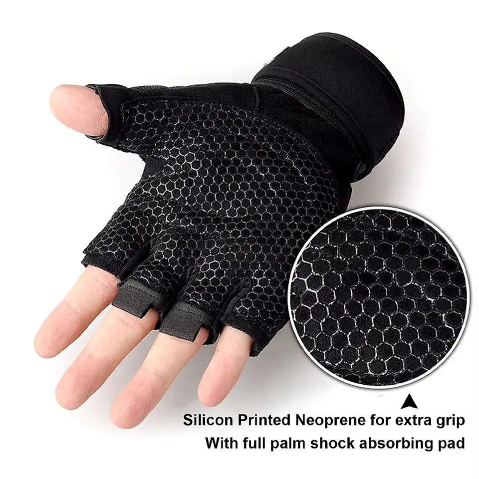 Workout Gloves for Men Women Half Finger Glove with Wrist Wrap for Sport Weight Lifting Training Bicycle Motorcyclist Gym Glove - 5