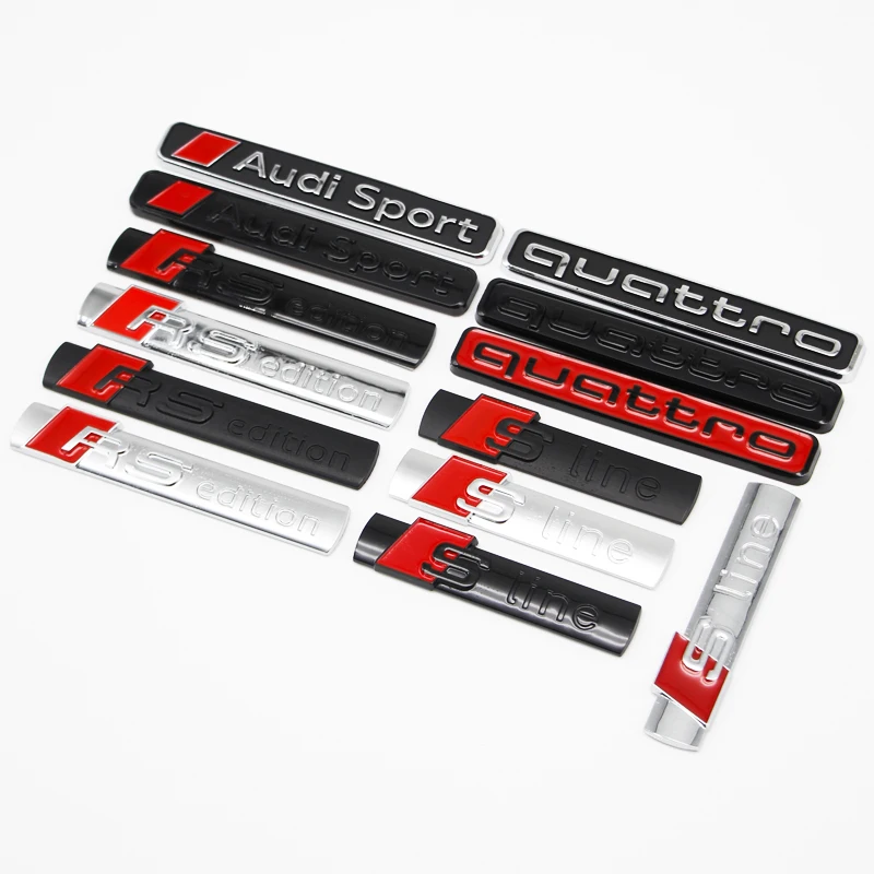 1pc 3D Car Styling Badge Emblem Rear Trunk Decor Sticker Decals For Audi A3 A4 B5 B6 A3 8P 8V 8L A5 A6 C6 C5 A1 A7 A8 Q2 Q3 TT