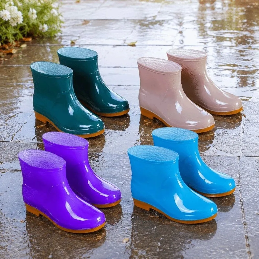 Non-slip Women's Short Rain Boots Waterproof Low-top Garden Rain Shoes Lightweight Durable Water Shoes For Outdoors,Kitchen,Work