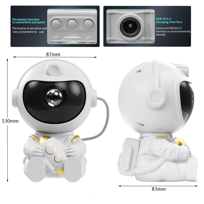 LED Star Galaxies Projector Night Light Astronaut Starry Sky Bedroom Room Decor Children's Gift - LED Atmosphere Creating Lamp, image 6
