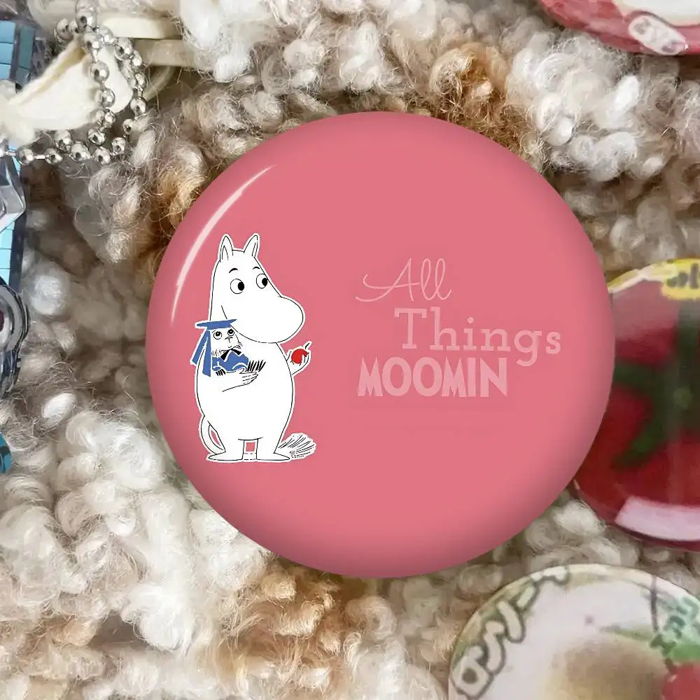 Cute M-Moomins Tinplate Pin Button Custom Anime Role Old-school Brooch Cartoon Collar Badge Jewelry Gift Fans