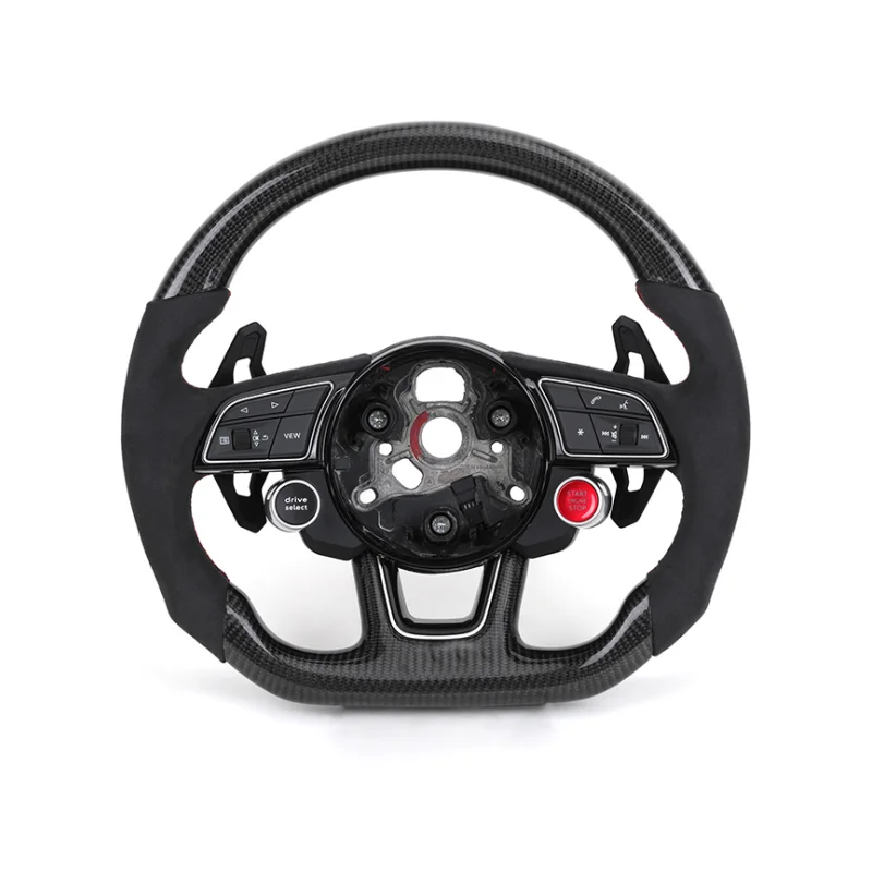 With Start Button Half for Alcantara Carbon Fiber Steering Wheel for Au di A3 A4 A5 A7 A6 C8 C7 S3 S4 B8 B9 RS3 RS5 RS6 RS7 Q8