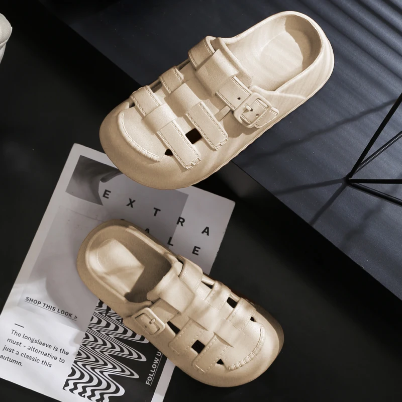 قباقيب ملابس خارجية أنيقة للنساء، شباشب صيفية جديدة ذات نعل سميك، أحذية نسائية للارتداء الخارجي، غير قابلة للانزلاق للاستخدام المنزلي