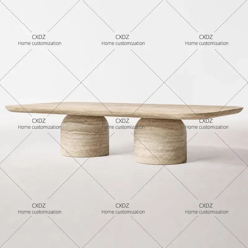 Nordic Marble Coffee Table High End Villa Hotel Model Room Living Room Creative Natural Travertine Center Table