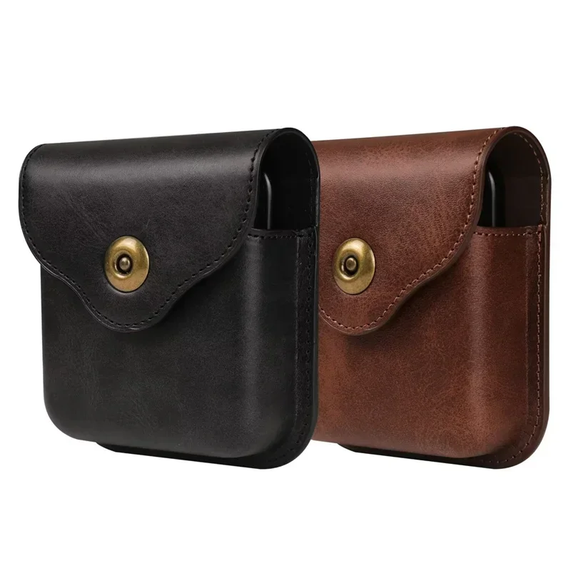 Männer Luxus Magnetische Taste für Samsung Galaxy Z Flip 7 6 5 4 3 für Moto Razr 40 50 60 Ultra Leder Gürtel schützen Taille Tasche Abdeckung