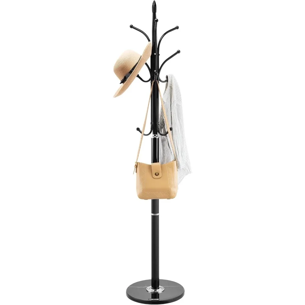 

Coat Rack Freestanding, Coats Tree Stand with Stable Marble Base & 6 Hooks, Free Standing Hall Coat Rack for Entryway,