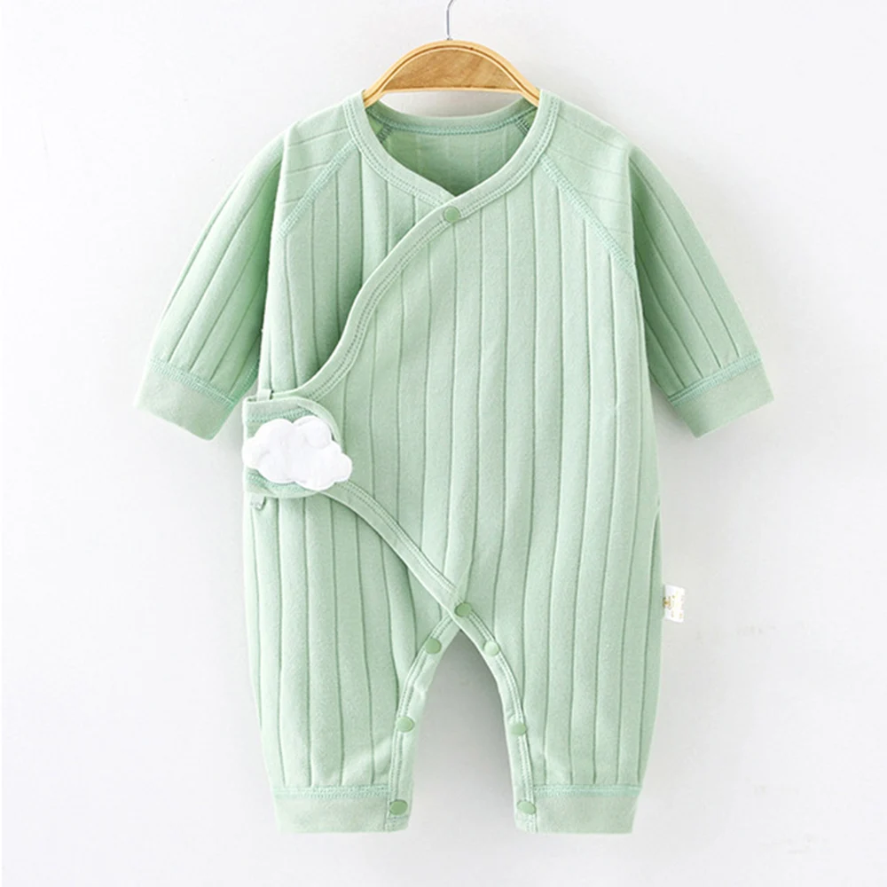 Baby Rompers Long Sleeve Cotton Solid Color Spring Autumn Newborn Clothes 0-3 Months Hospital Boy Girl Jumpsuit