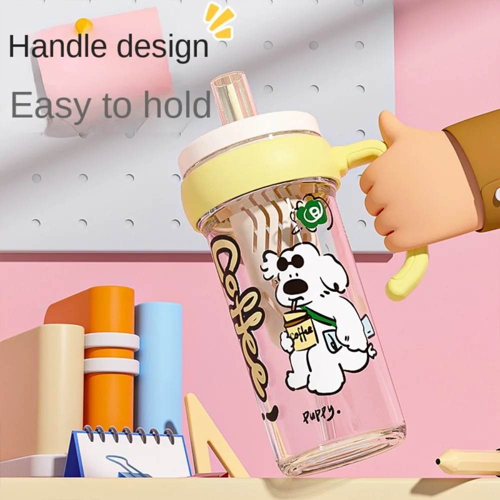 

Portable Large Capacity Cartoon Water Cup with Straw Heat-resistant Milk Tea Cup 800ml Plastic Plastic Water Bottle Travel