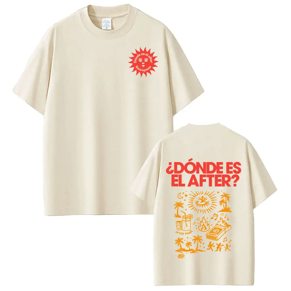 Rawayana: Wo ist das After? Album-Print T-Shirt für Männer und Frauen Ästhetischer Trend T-Shirts Kurzarm Baumwolle Hip-Hop Casual T-Shirts – Detail 2