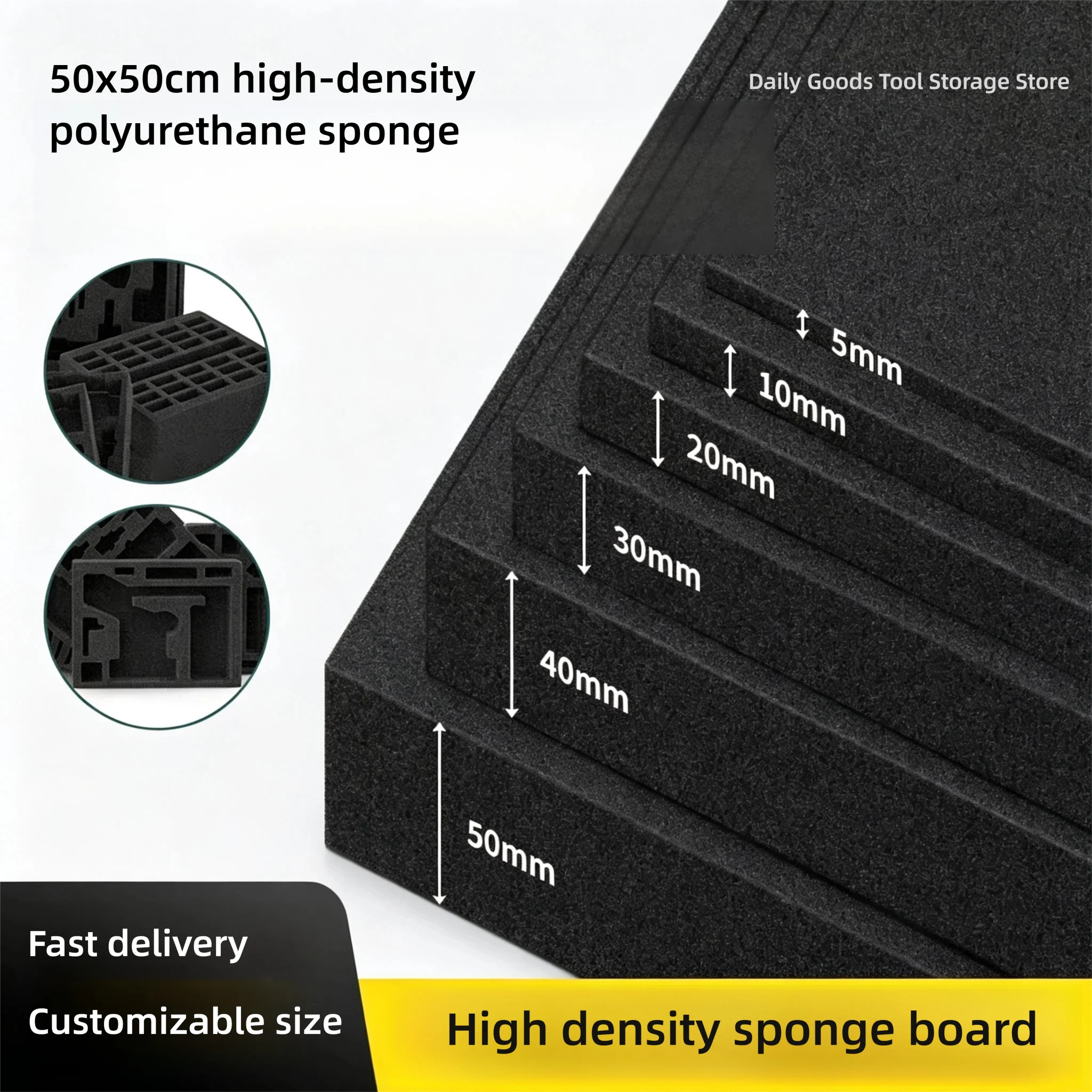 50x50cm High Density Foam Pad Toolbox Shadow Foam Shock-Absorbing Sponge Gasket For Hard Case And Flight Case Tools Organizer