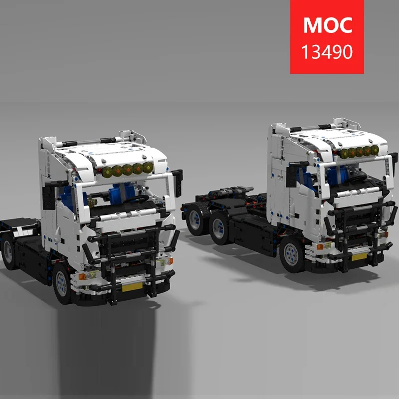 MOC-13490 + MOC-13695 City Transport Truck and Trailer Combination Model Creative Building Block Toy New Year & Christmas Gift