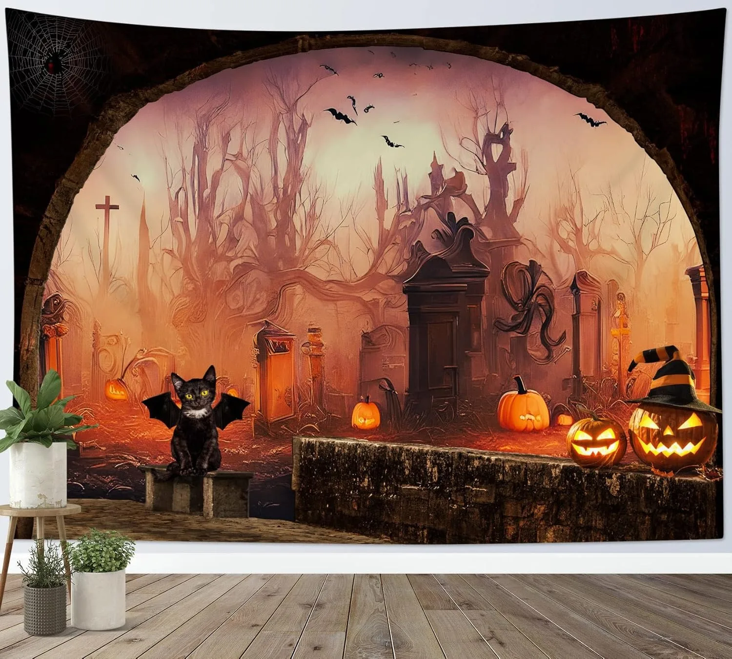 

Twilight Cemetery Halloween Printed Tapestry Gothic Aesthetic Decoration Halloween Living Room Perfect Party Decoration